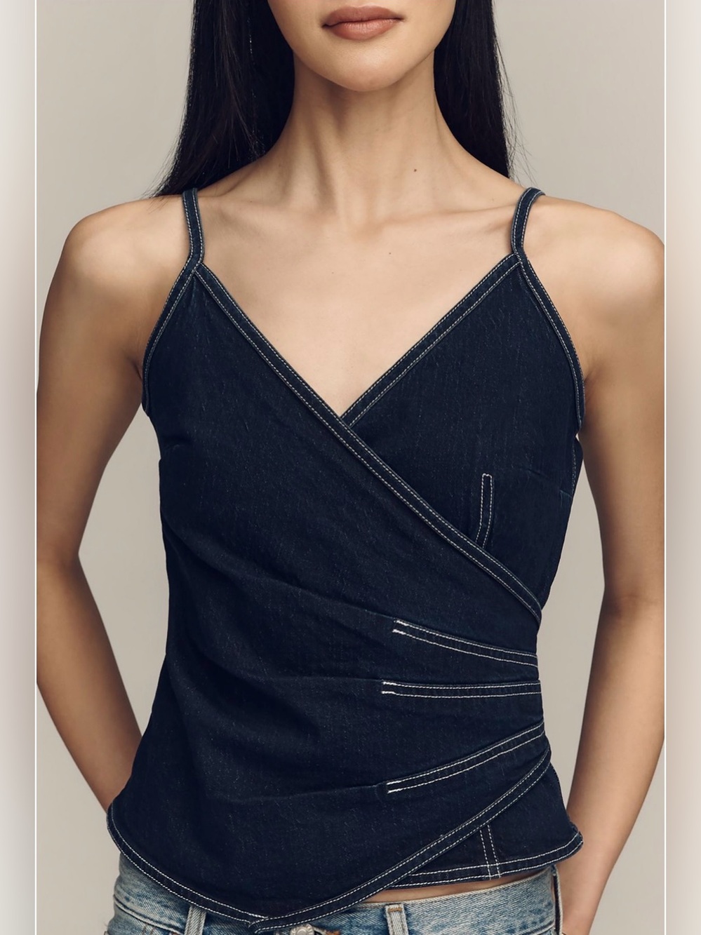 NWT Anthropologie Denim Strappy Wrap Tank